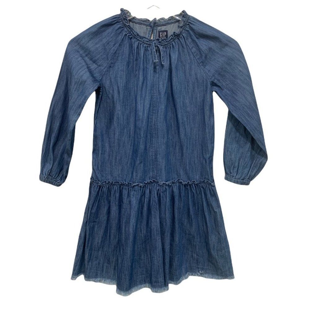 Gap‎ Girls Size M Denim Dress Cotton Dark Indigo Drop Waist